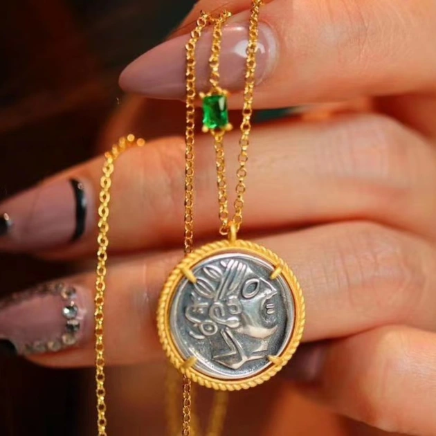 Athena, Goddess of Wisdom and Owl Coin Necklace