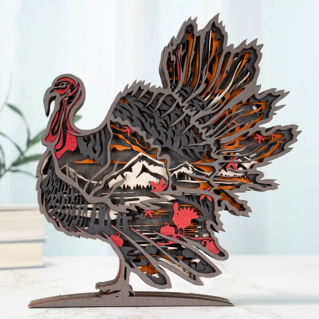 Turkey Carving Handcraft Gift,Turkey Decoration,LED Light,Home Decor