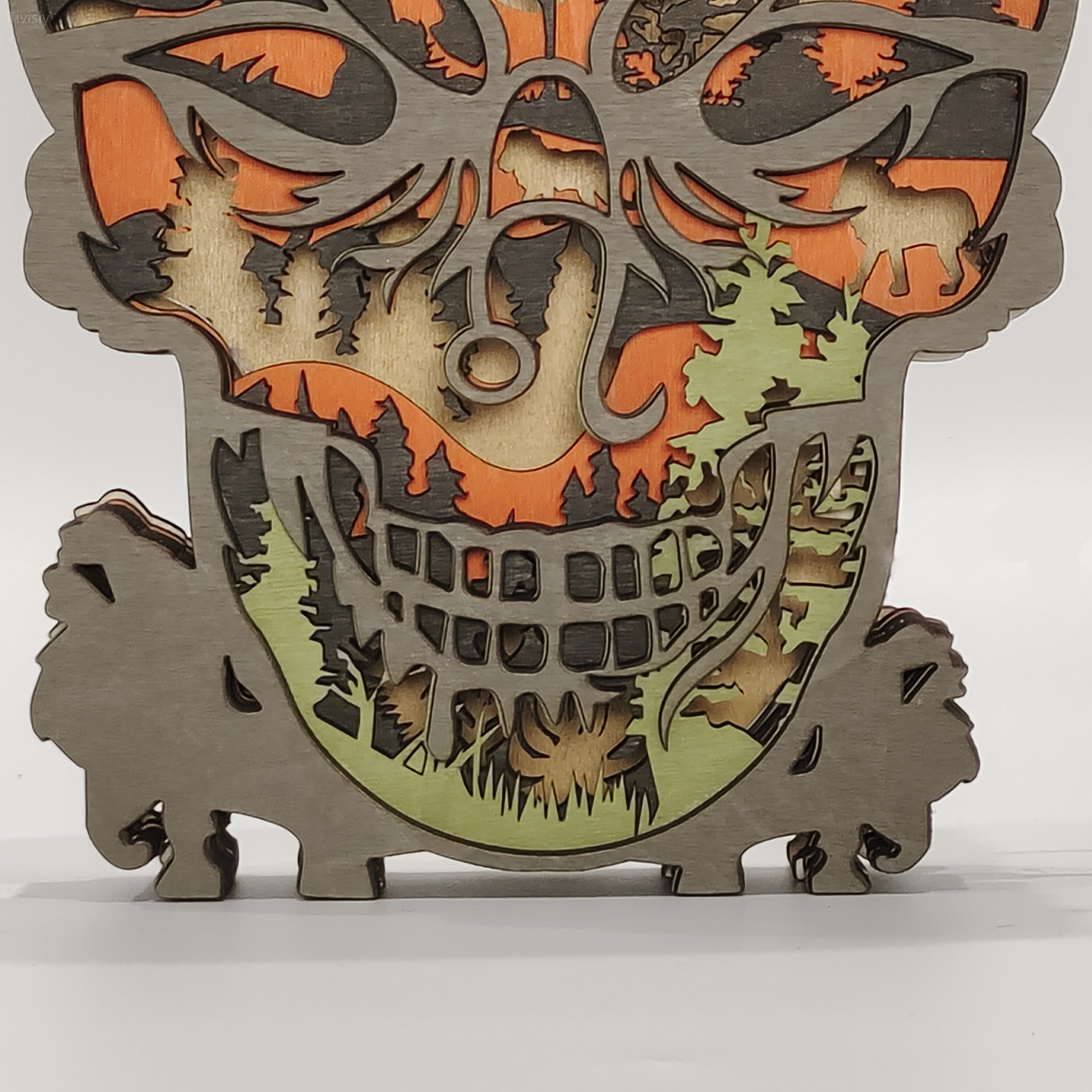 Leo Skull Wooden Night Light, Suitable for Home Decoration,Holiday Gift,Art Night Light