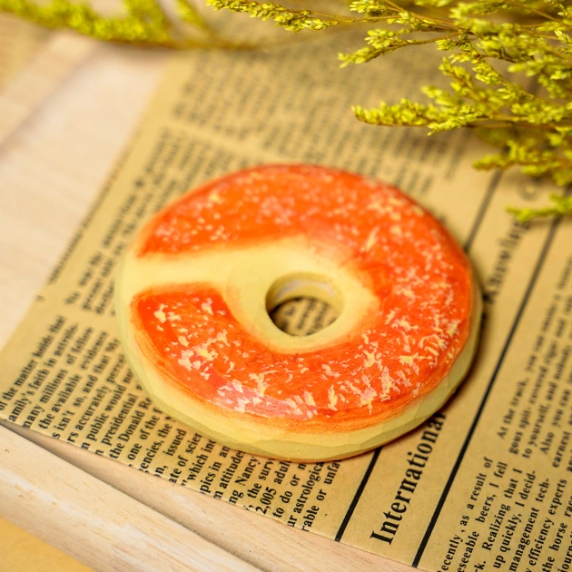 Donut Handmade Wood Carving Ornament