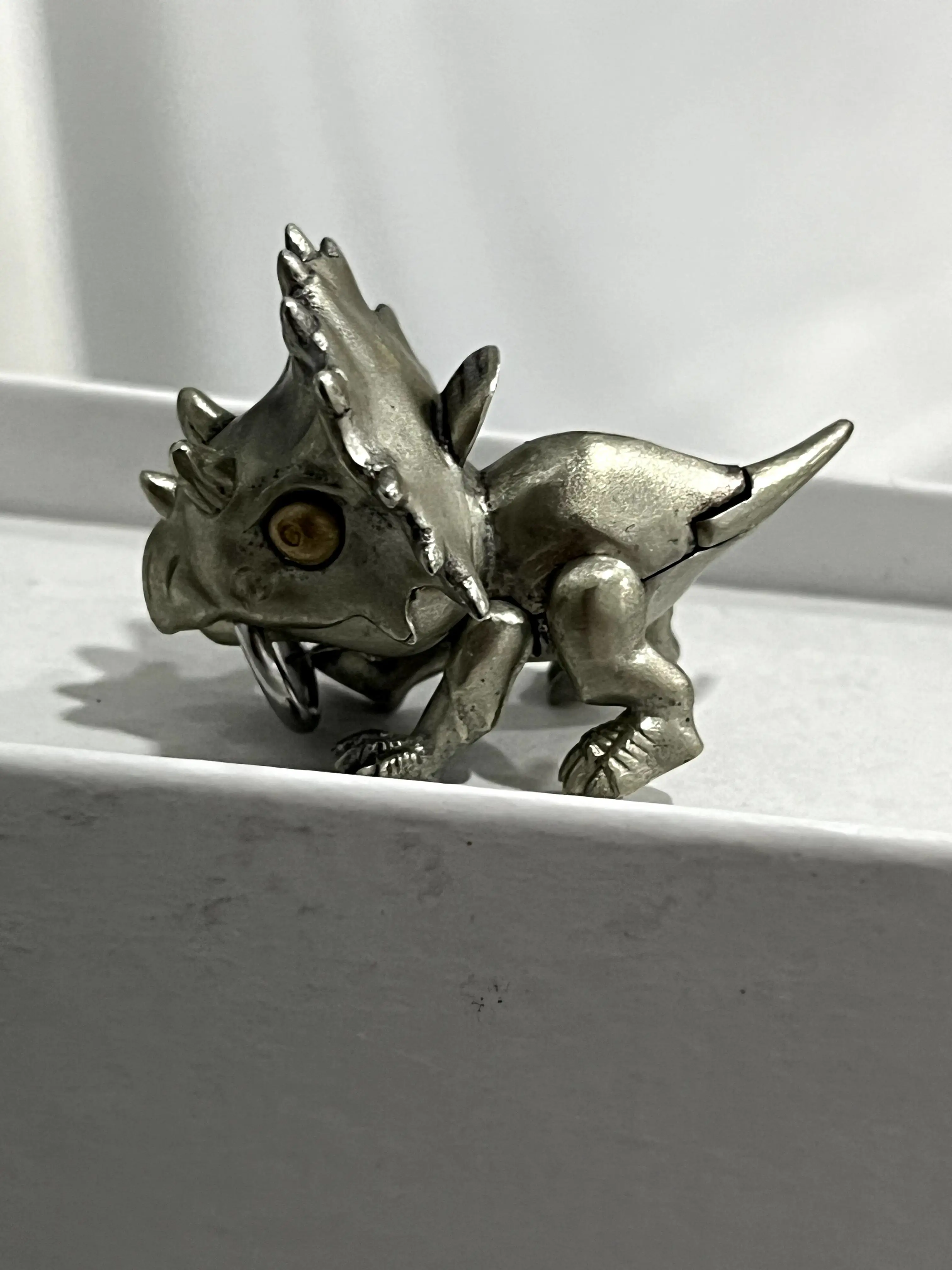Artistic Triceratops Dino Vintage Pendant with Moveable Limbs and Biteable Mouth