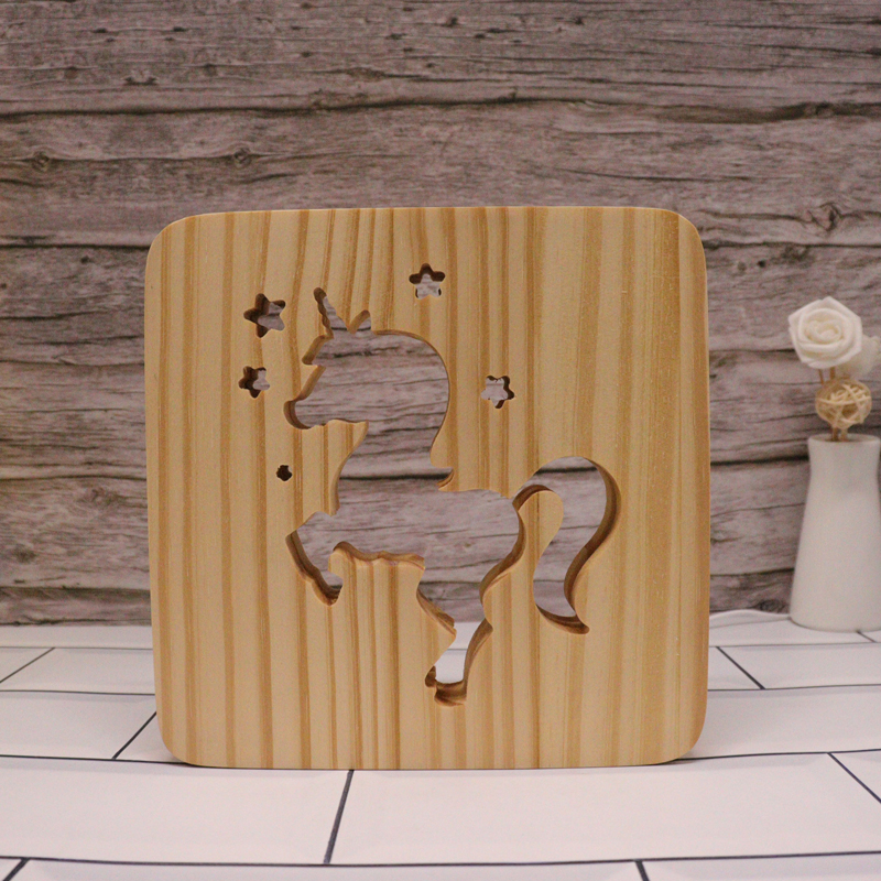 Unicorn Wood Frame Night Light