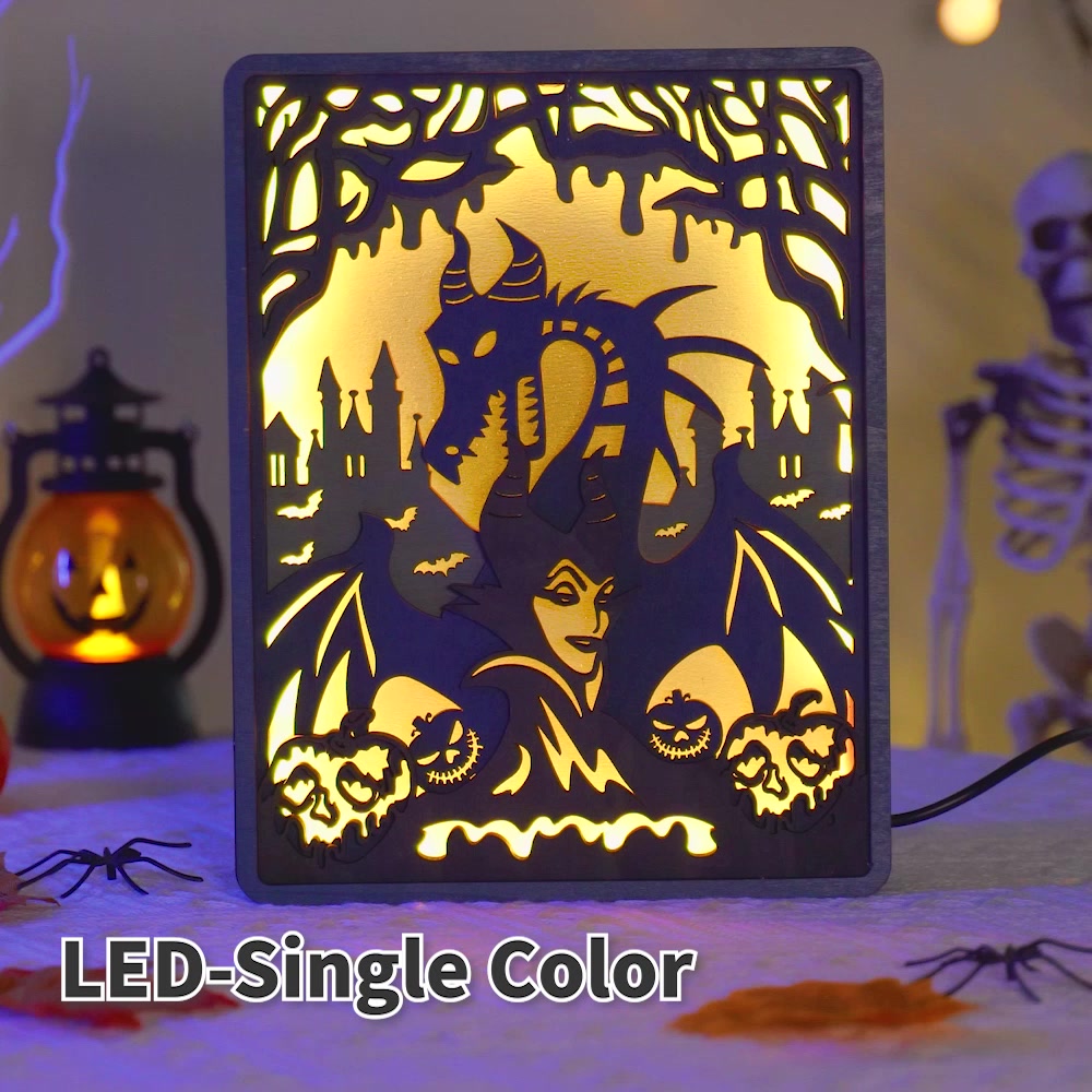 Halloween Night Witch 3D Wooden Carving, Suitable for Home Decoration, Holiday Gift