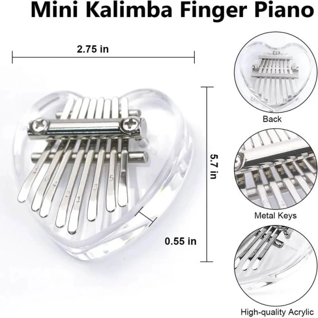 Clear Heart-shape Mini Thumb Piano