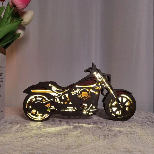 Wooden Motorcycle Night Light, Gift for Husband, Boyfriend, Father