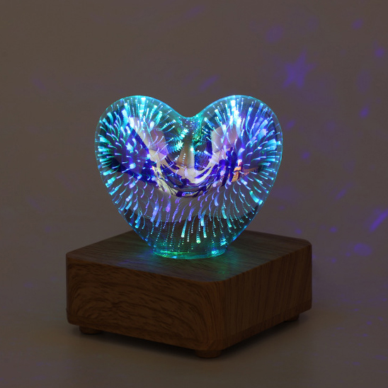 Sparkling 3D Heart Glass Fireworks Decoration Lamp