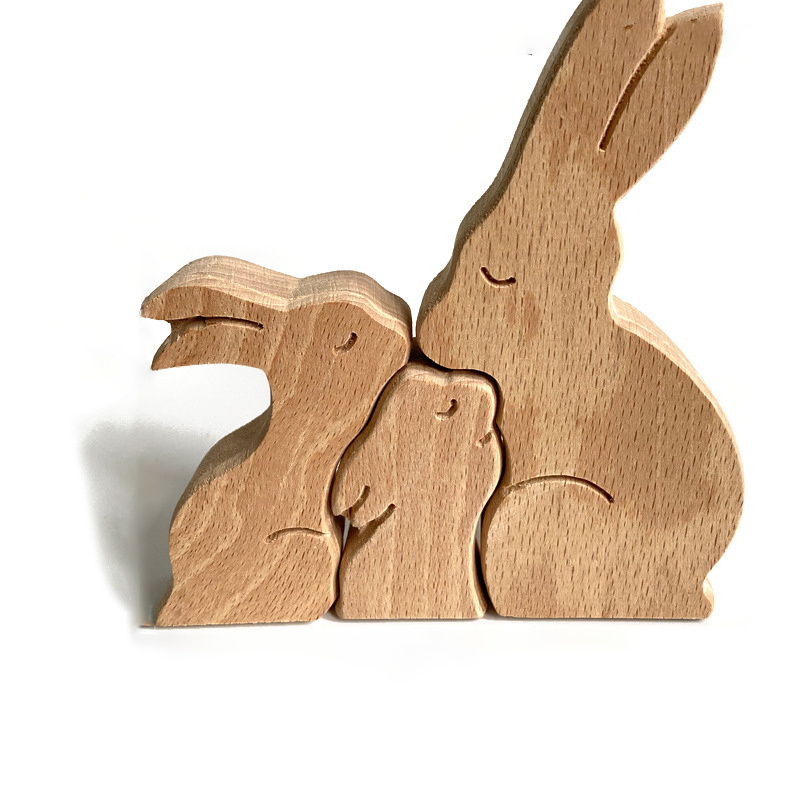 Rabbit Family Handmade Wooden 3D Puzzle