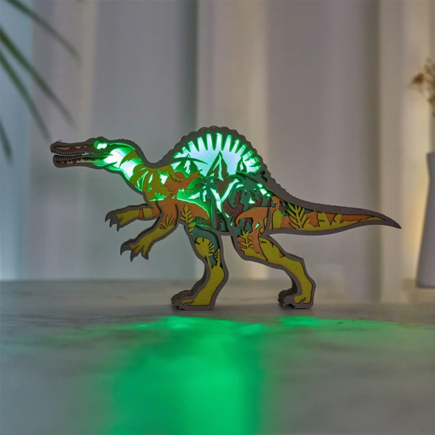 Spinosaurus 3D Wooden Carving,Suitable for Home Decoration,Holiday Gift,Art Night Light
