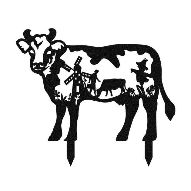 Garden Decor Art - Metal Milk Cow Silhouettes Lawn Ornaments, Festival Decorations