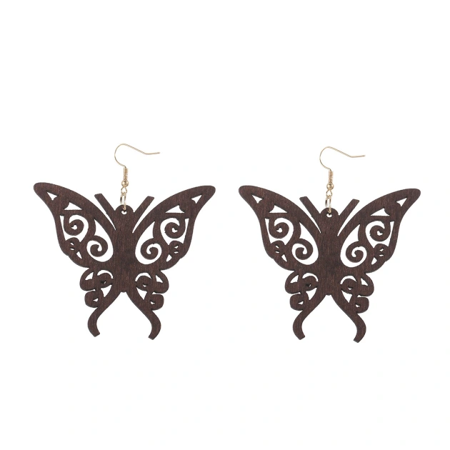 Classic Fashion Wood Monarch Butterfly Cutout Earrings