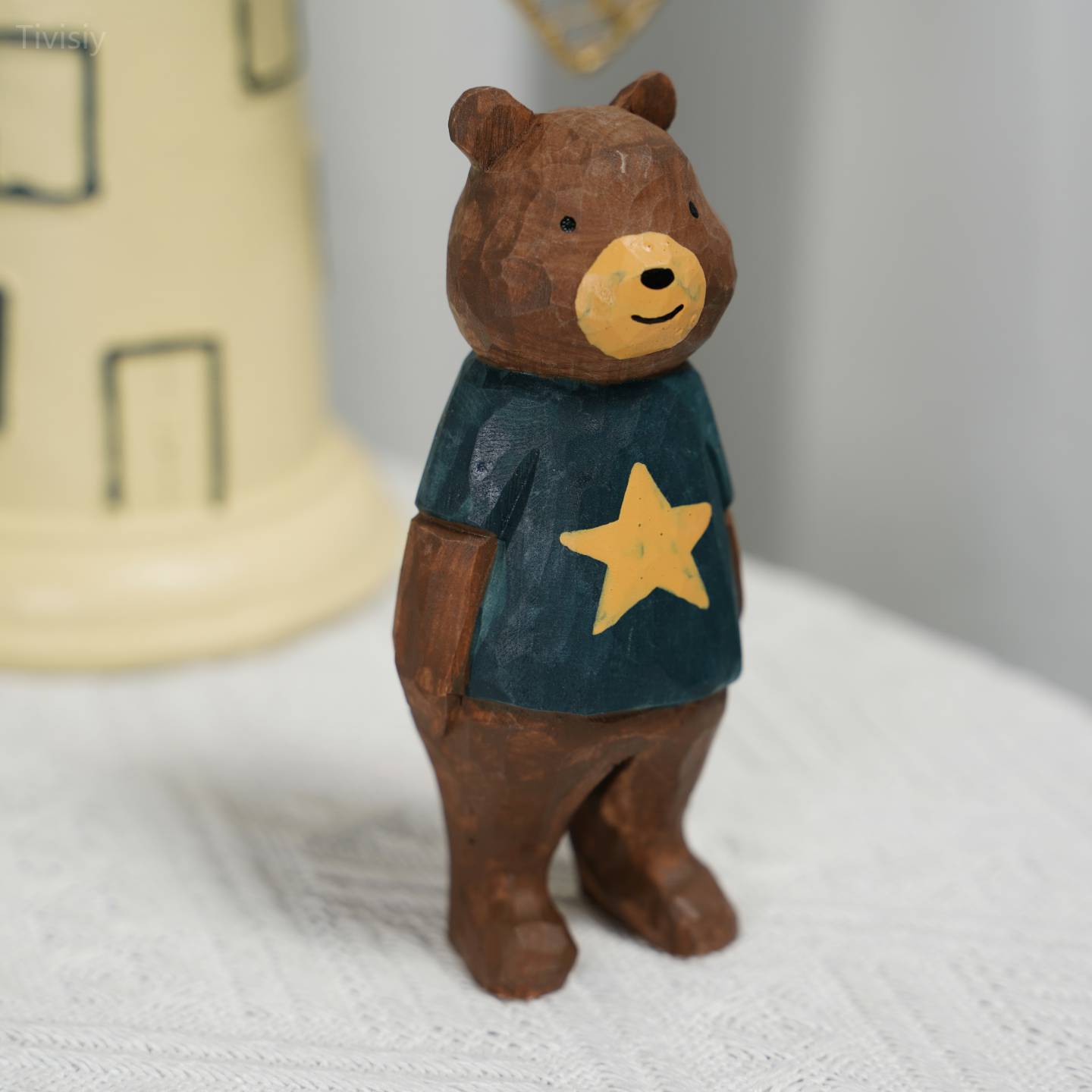 Stars & Bears Handmade Wood Carving Ornament