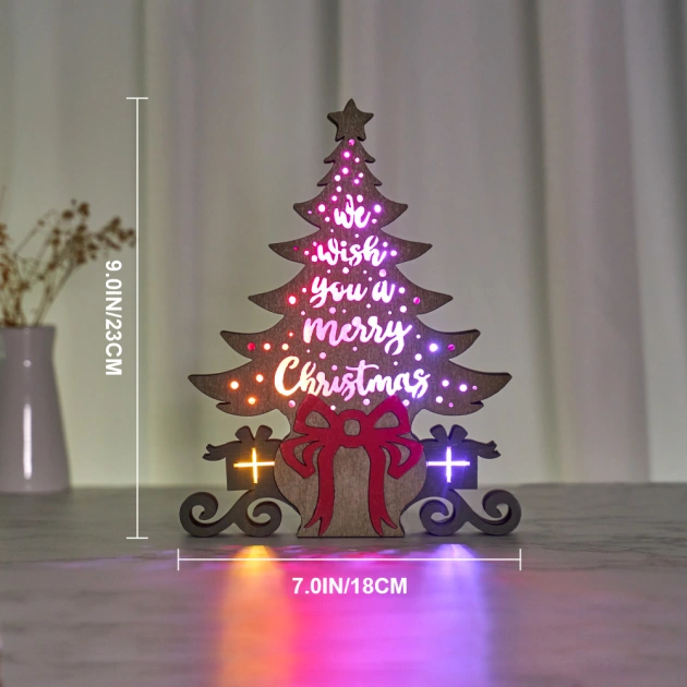 Music Box-Christmas tree 3D Wooden Carving, Suitable for Home Decoration, Holiday Gift, APP and Remo