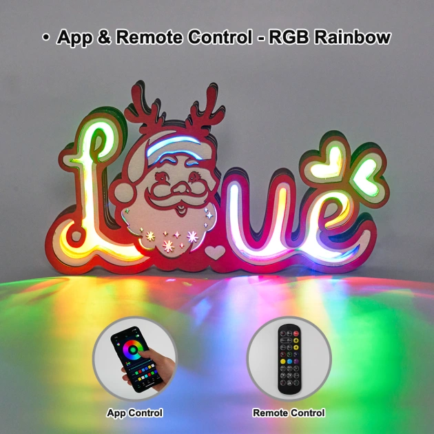 Love Santa Claus Music Box - Cake Wooden Night Light with App Control and Remote Control