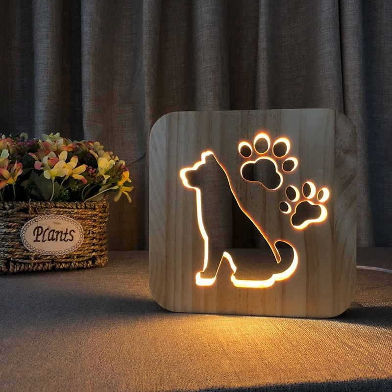 Dog Wood Frame Night Light