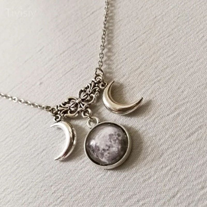 Triple Moon Pendant Necklace