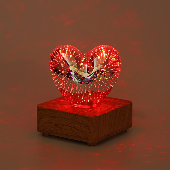 Sparkling 3D Heart Glass Fireworks Decoration Lamp