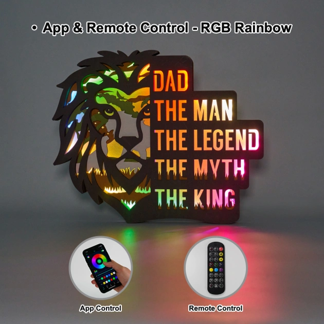 Lion King LED Wooden Night Light With Voice Control and Remote Control