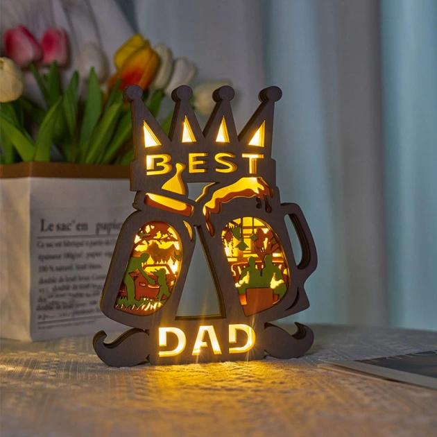 Feeder&Wine Bottle LED Wooden Night Light With Voice Control and Remote Control