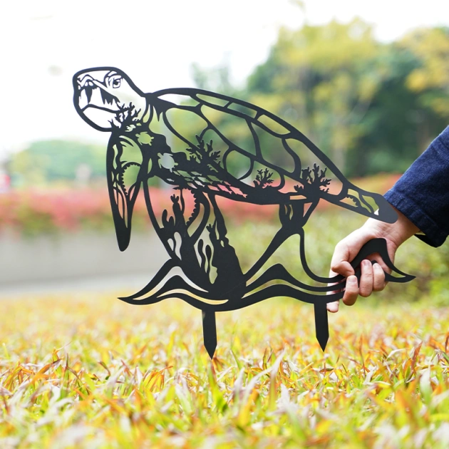 Garden Decor Art - Metal Turtle Silhouettes Lawn Ornaments, Festival Decorations