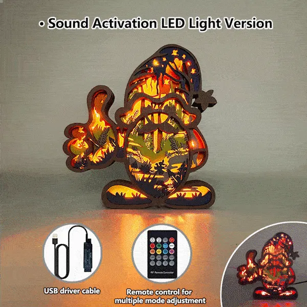 Thumbs Up Midget Gnome Wooden Carving Light, Suitable For Bedroom, Desk, Exquisite Night Light
