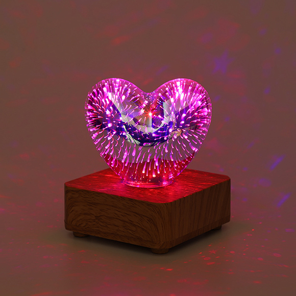 Sparkling 3D Heart Glass Fireworks Decoration Lamp