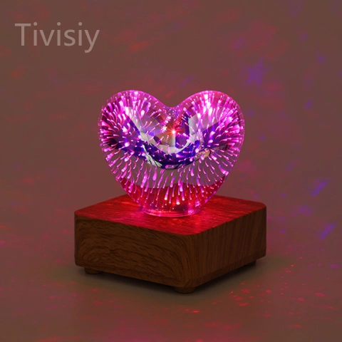 Sparkling 3D Heart Glass Fireworks Decoration Lamp
