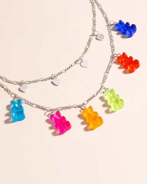 Cute Multilayer Bear Heart Necklace
