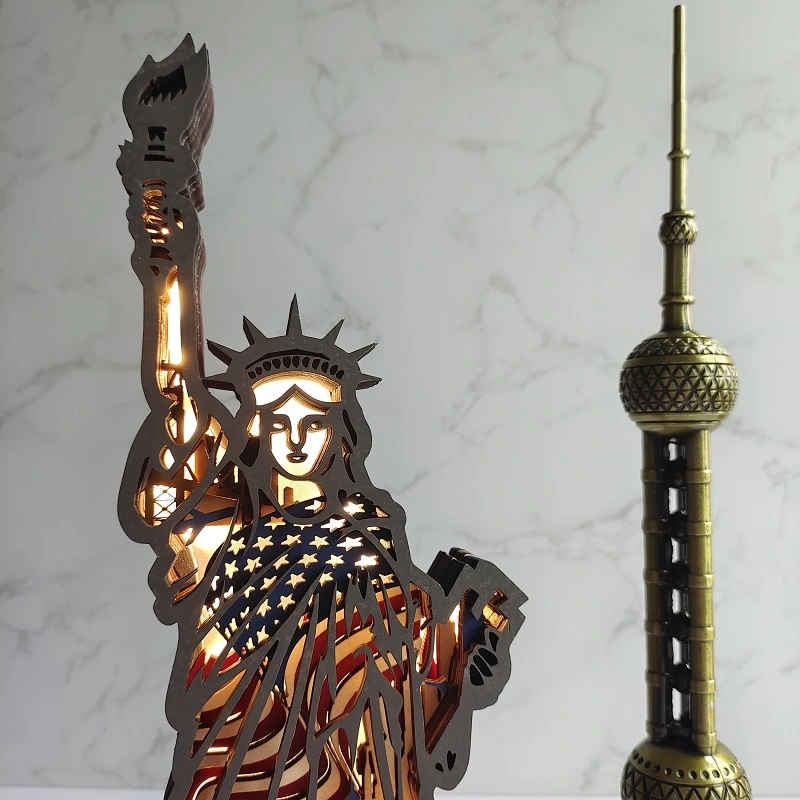 Statue Of Liberty Wooden Statues, for Home Desktop Room Wall Decor, Night Light, for Gift, Souvenirs