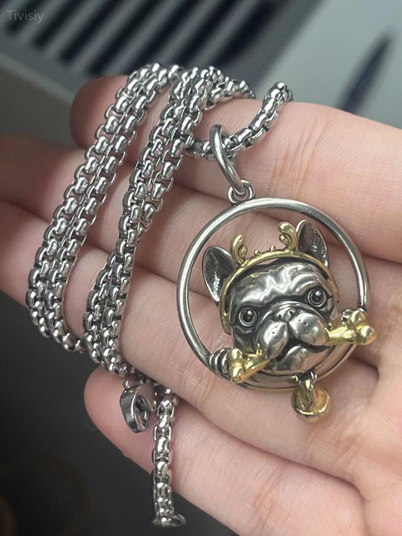 Bulldog necklace pendant, send family, friends gifts, creative pendants.