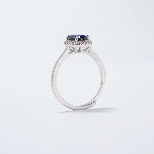 1.5CT Synthetic Sapphire Oval Cushion Cut Ring