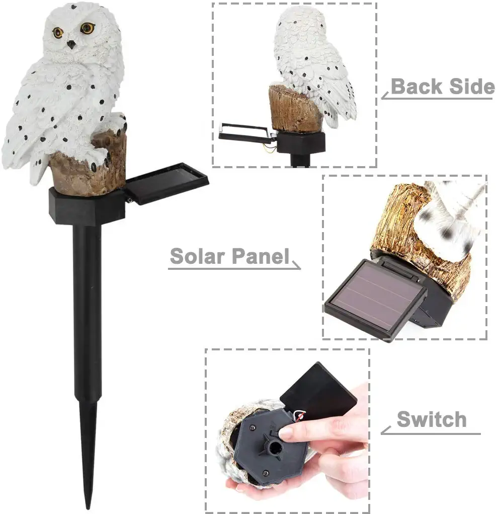 Garden Solar Resin Owl LED Light